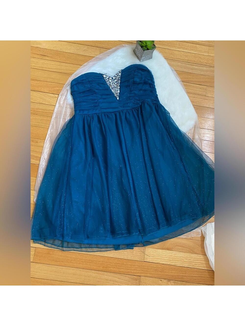 Deb Blue Strapless Party Dress Size 14